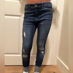 Hollister Blue Skinny Jeans with Distressed Details